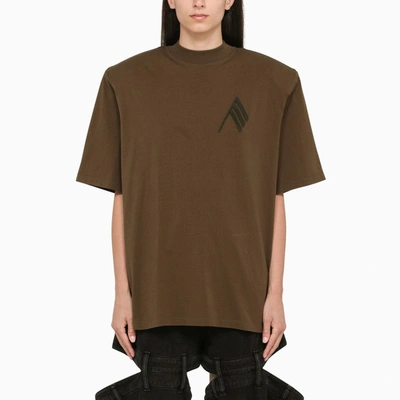 Shop Attico Topaz T-shirt With Maxi Shoulders In Brown