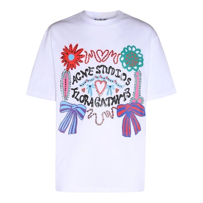 Shop Acne Studios Graphic Printed T-shirt In Optic White