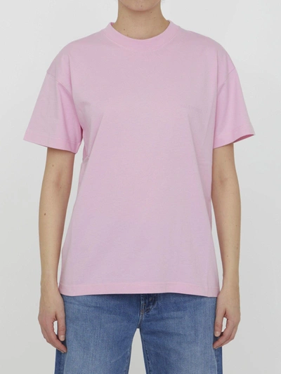 Shop Balenciaga Cotton T-shirt With Logo In Pink