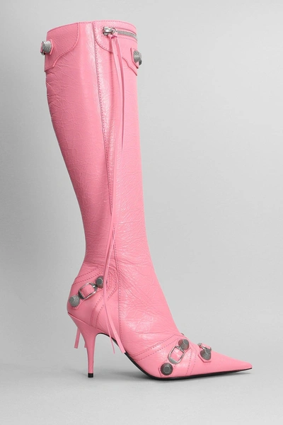 Shop Balenciaga High Heels Boots In Rose-pink Leather