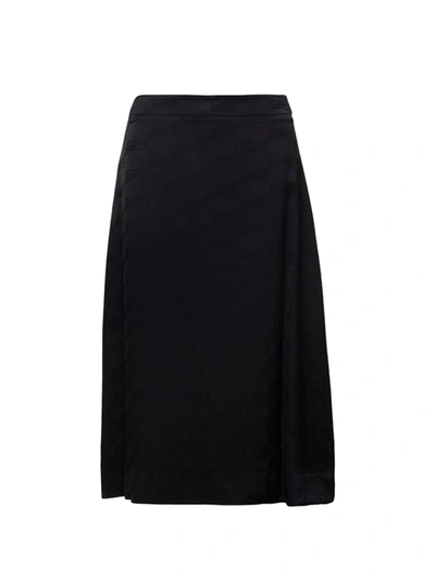 Shop Balenciaga Viscose Midi Skirt In Black
