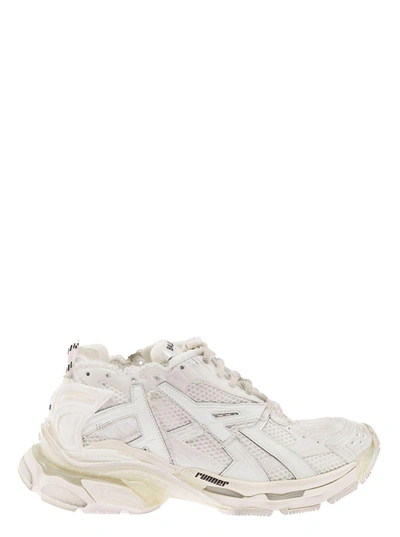 Shop Balenciaga White Mesh And Nylon Runner Sneakers Man