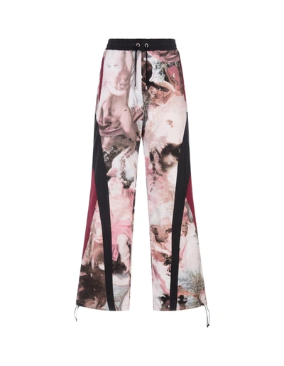Shop Balmain Black Wide Track Pant With Pastel Print In Multicolore