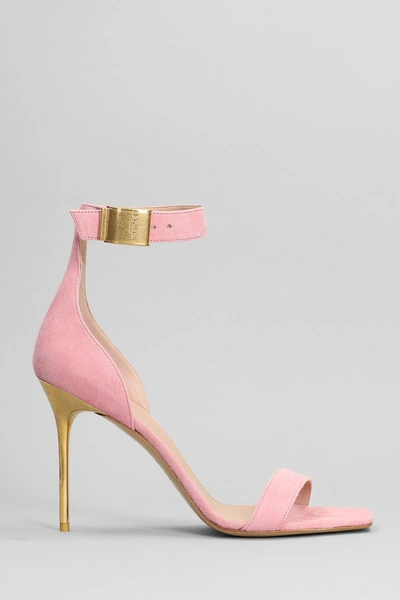 Shop Balmain Uma Sandals In Rose-pink Suede