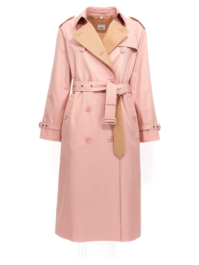 Shop Burberry Gabardine Trench Coat In Pink