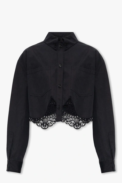 Shop Burberry Lace-trimmed Shirt In Black