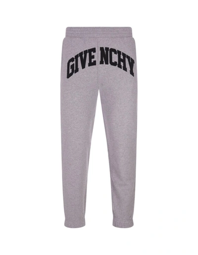 Shop Givenchy Grey Joggers With Black Front Logo In Grigio