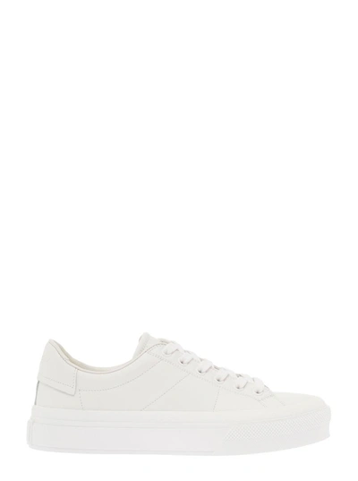 Shop Givenchy Womans City Sport White Leather Sneakers