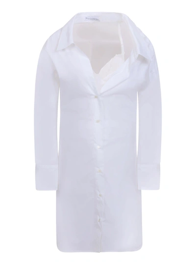 Shop Jw Anderson J.w. Anderson Lace Detail White Shirt Dress In Black