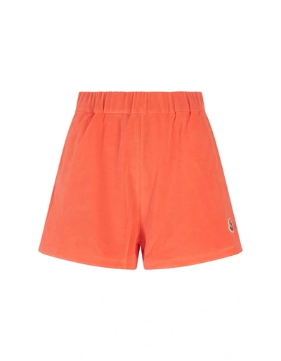 Shop Moncler Orange Terry Shorts In Arancione