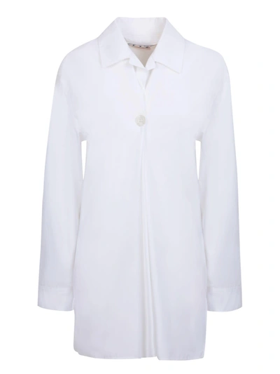 Off-white Poplin Flower Button Ls Shirt In White