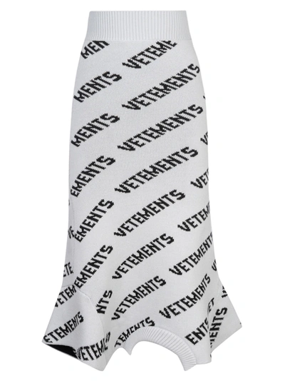 Shop Vetements Logo Monogram Skirt In Grey/black
