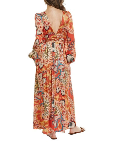 Shop Traffic People He Promise Silk-blend Maxi Dress In Red