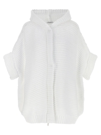 Shop Brunello Cucinelli Hooded Cardigan Sweater, Cardigans White