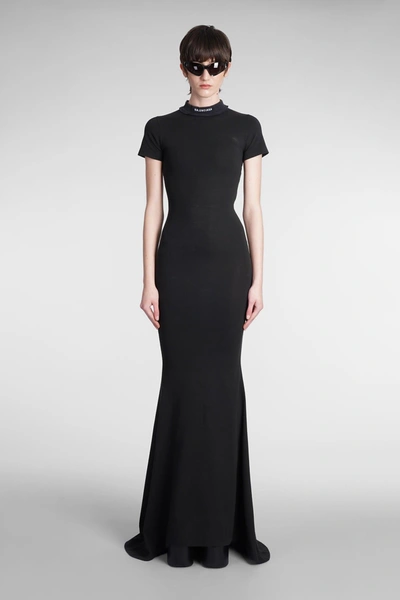 Shop Balenciaga Dress In Black Cotton