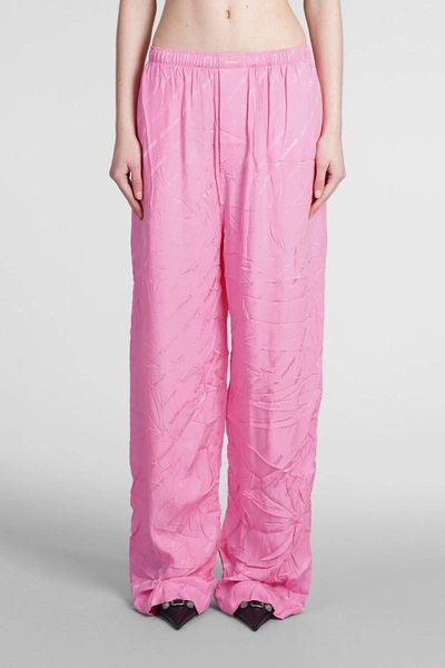 Shop Balenciaga Pants In Rose-pink Silk