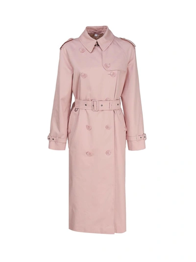 Shop Burberry Cotton Gabardine Trench Coat In Pink