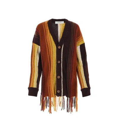 Shop Golden Goose Merino Wool Cardigan In Brown