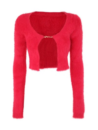 Shop Jacquemus La Maille Neve Manches Lo In Dark Pink