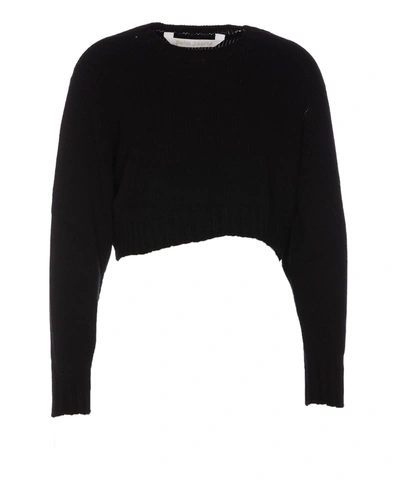 Shop Palm Angels Curved Logo Crop Sweater In Black