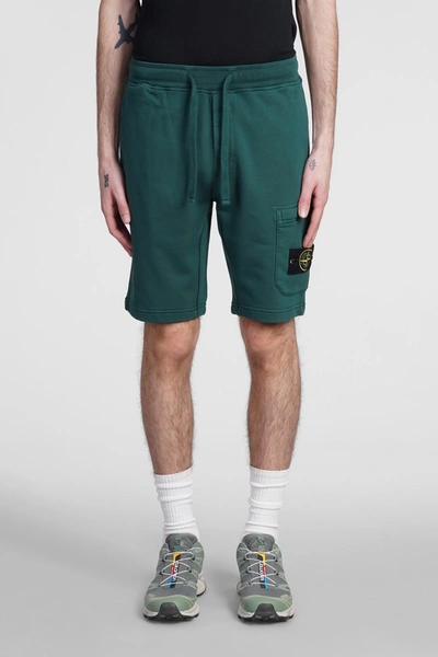 Shop Stone Island Shorts In Green Cotton