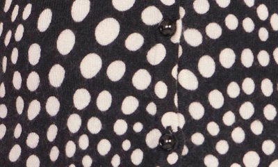Shop Staud Deanna Pattern Merino Wool Crop Cardigan In Black Wavy Dot