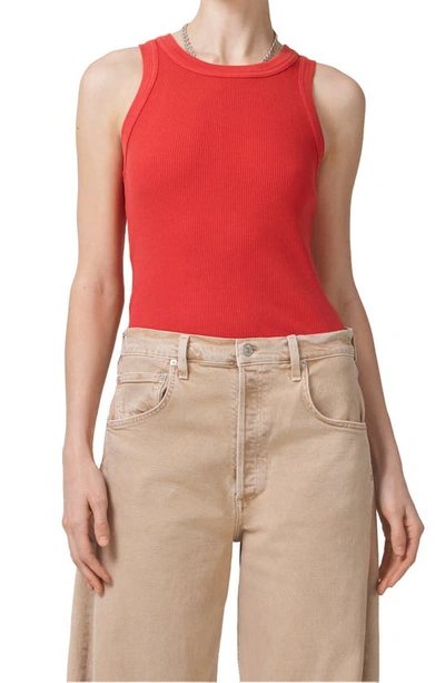 Shop Citizens Of Humanity Isabel Rib Racerback Tank In Coral Balm