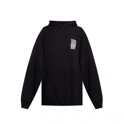 Shop Balenciaga Logo Hooded Sweatshirt In Black