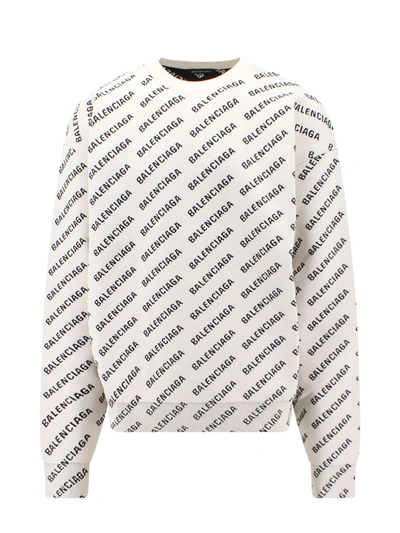 Balenciaga Logo Cotton blend Jumper In Beige ModeSens
