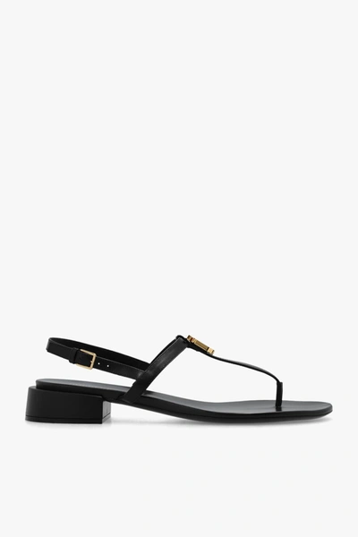 Shop Burberry Emily Leather Sandals In Black