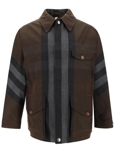 Shop Burberry Jacket In Dark Birch Brown Chk