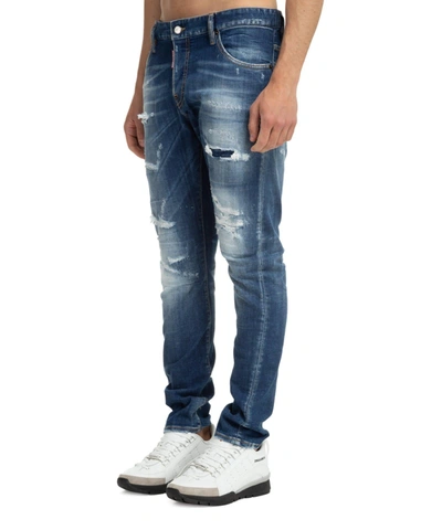 Shop Dsquared2 Sexy Twist Cotton Jeans In Blue