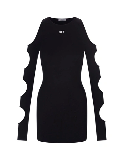 Shop Off-white Black Mini Dress With Meteor Cut-out In Nero