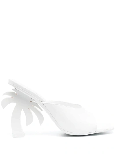 Shop Palm Angels White Palm Mules In Bianco