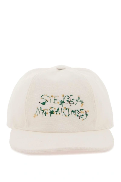 Shop Stella Mccartney Baseball Cap With Embroidered Logo In Frost (white)