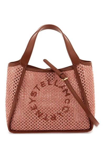 Shop Stella Mccartney Raffia-effect Nylon Crossbody Bag In Crabapple (pink)