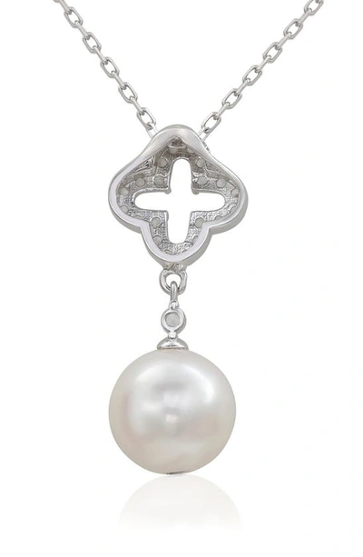 Shop Suzy Levian Sterling Silver Freshwater Pearl Pendant Necklace In White
