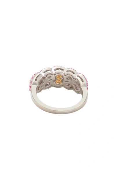 Suzy Levian Sterling Silver Pink & White Sapphire Ring In Pink