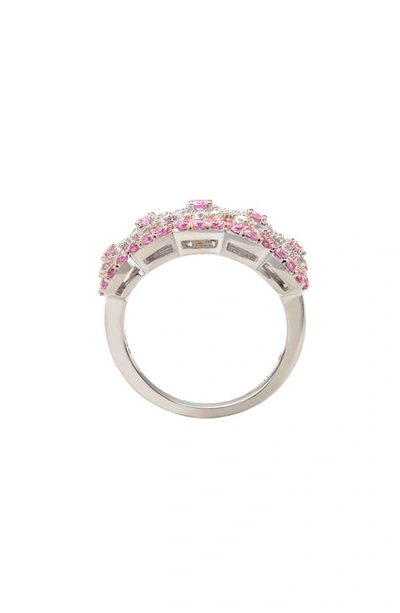 Suzy Levian Sterling Silver Pink & White Sapphire Ring In Pink