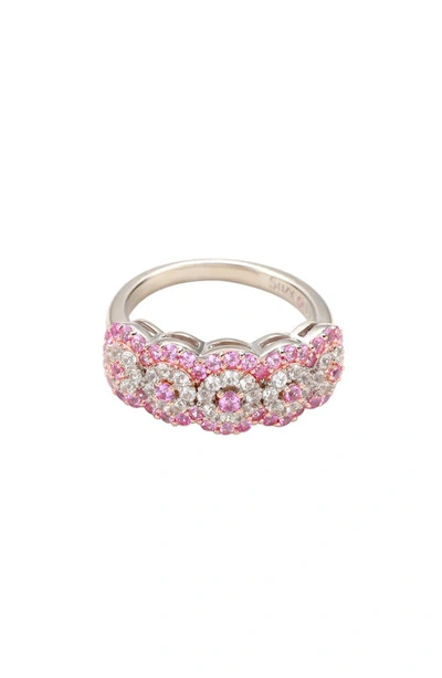 Suzy Levian Sterling Silver Pink & White Sapphire Ring In Pink