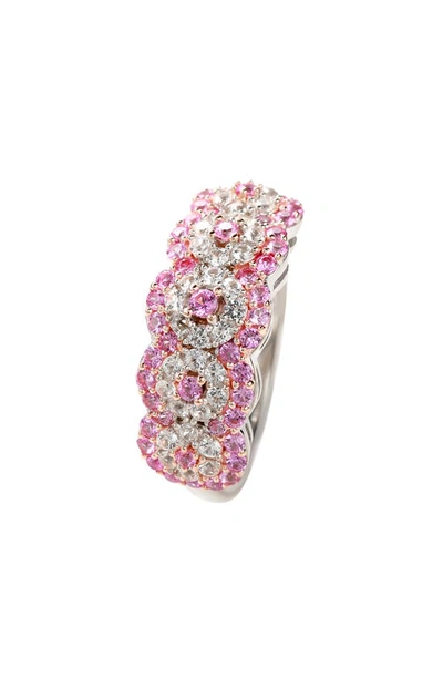Suzy Levian Sterling Silver Pink & White Sapphire Ring In Pink