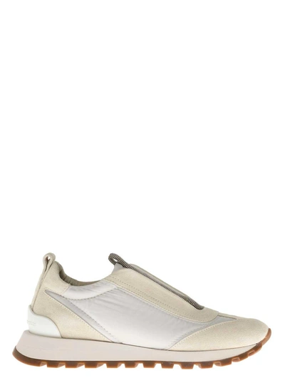 Shop Brunello Cucinelli White Sneakers With Monile Insert In Default Title