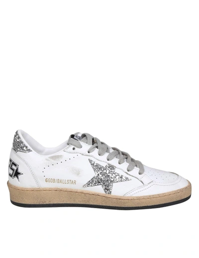 Shop Golden Goose Ballstar Sneakers In White And Silver Leather In White/silver