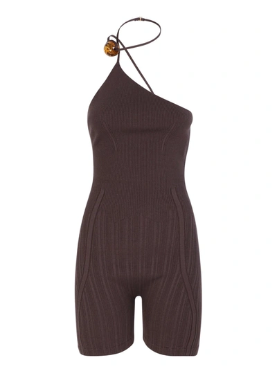 Shop Jacquemus Le Body Maille Perola In Brown