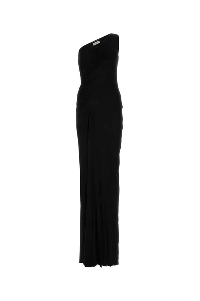 Shop Saint Laurent Black Viscose Long Dress In Noir