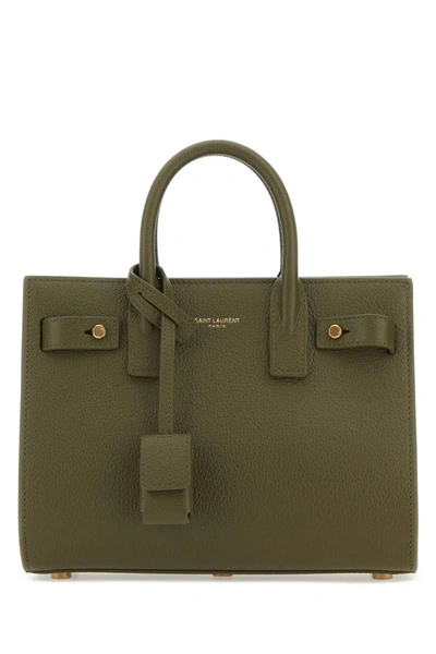 Saint Laurent Olive Green Leather Nano Sac De Jour Handbag