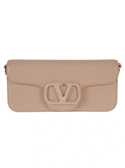 Shop Valentino Logo Detachable Strap Shoulder Bag In Rose Can