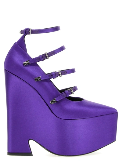 Versace Purple Pointed Toe Pumps In Purple