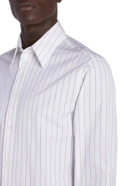 Shop Bottega Veneta Pinstripe Cotton Poplin Button-up Shirt In 9003 White/ Black