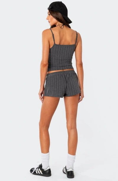 Shop Edikted Irene Pointelle Low Rise Pointelle Microshorts In Gray